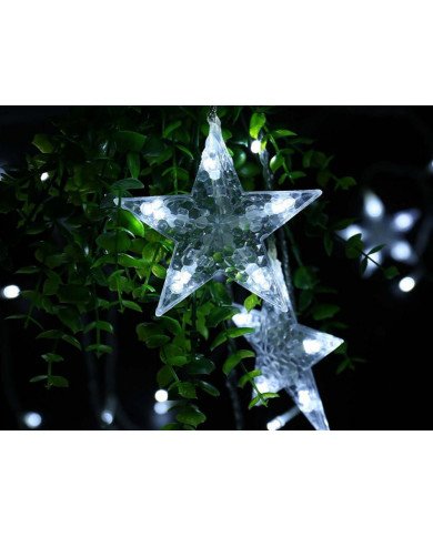 Novoletne lučke svetlobna zavesa 138 LED hladno bela USB zvezde