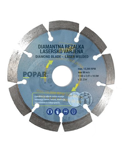 REZALKA DIAMANTNA LASERSKO VARJENA POPAR 115 mm