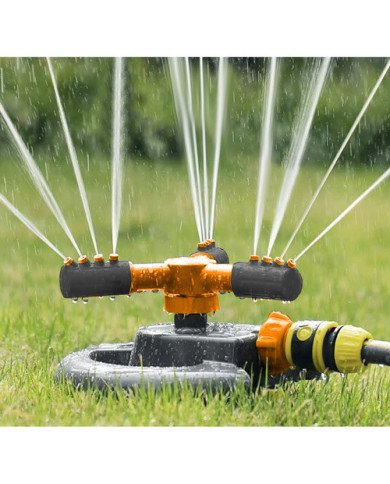 Sprinkler 3-kraki vrtljivi pršilnik, črn