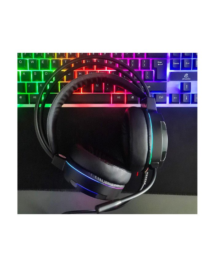LED RGB igralne slušalke 5.1 z mikrofonom USB AUX + adapter