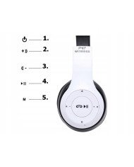 Bluetooth brezžične slušalke bele FM SD MP3 + mikrofon