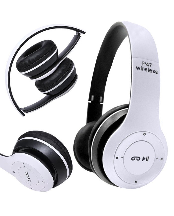 Bluetooth brezžične slušalke bele FM SD MP3 + mikrofon