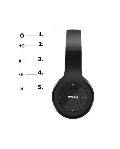 Bluetooth brezžične slušalke črne FM SD MP3 + mikrofon