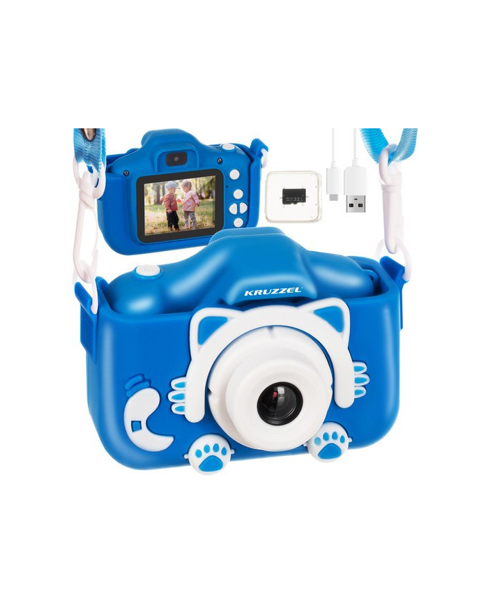 Otroški fotoaparat modri 32GB miniSD kartica