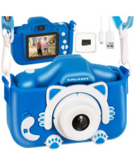 Otroški fotoaparat modri 32GB miniSD kartica