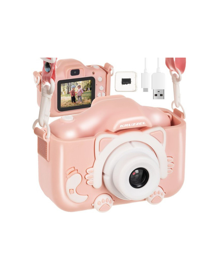 Otroški fotoaparat roza 32GB miniSD kartica