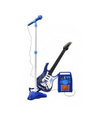 Otroški set LED električne kitare, mikrofona in ojačevalca MP3 – modra