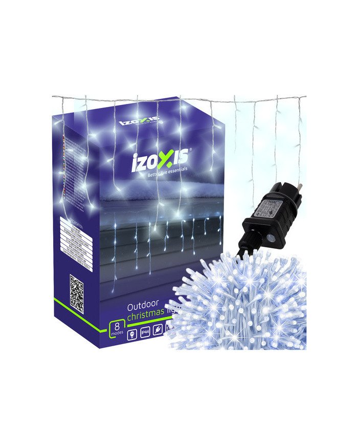 Zunanje novoletne lučke zavesa 300 LED hladna bela 15m