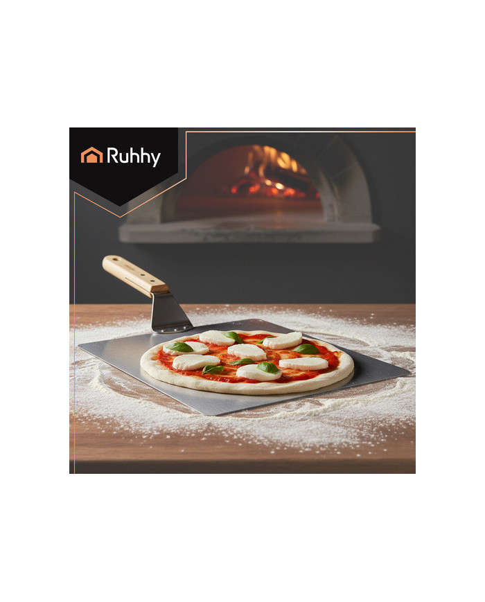 Inox lopar za pico 47cm leseno držalo + silikonska rokavica