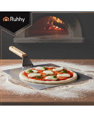 Inox lopar za pico 47cm leseno držalo + silikonska rokavica