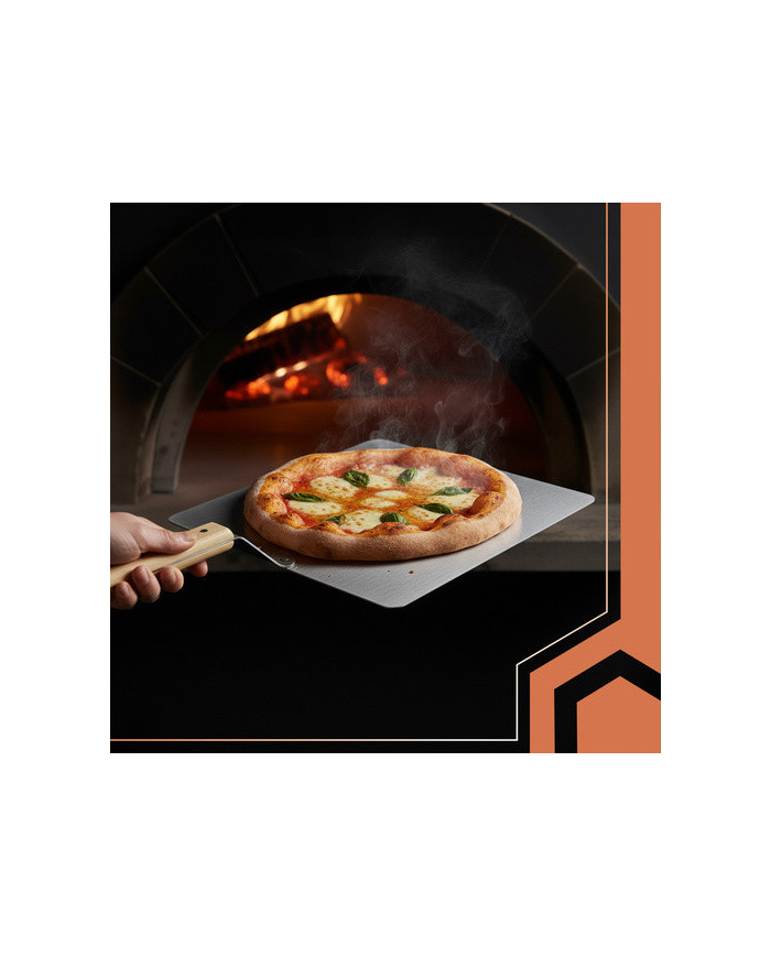 Inox lopar za pico 47cm leseno držalo + silikonska rokavica