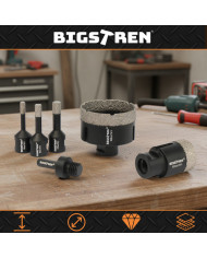 BIGSTREN set 6 diamantnih kronskih žag M14 za keramiko in kamen 6-68mm + adapter
