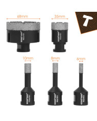 BIGSTREN set 6 diamantnih kronskih žag M14 za keramiko in kamen 6-68mm + adapter