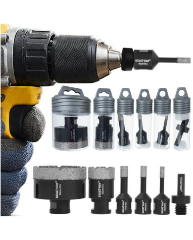 BIGSTREN set 6 diamantnih kronskih žag M14 za keramiko in kamen 6-68mm + adapter