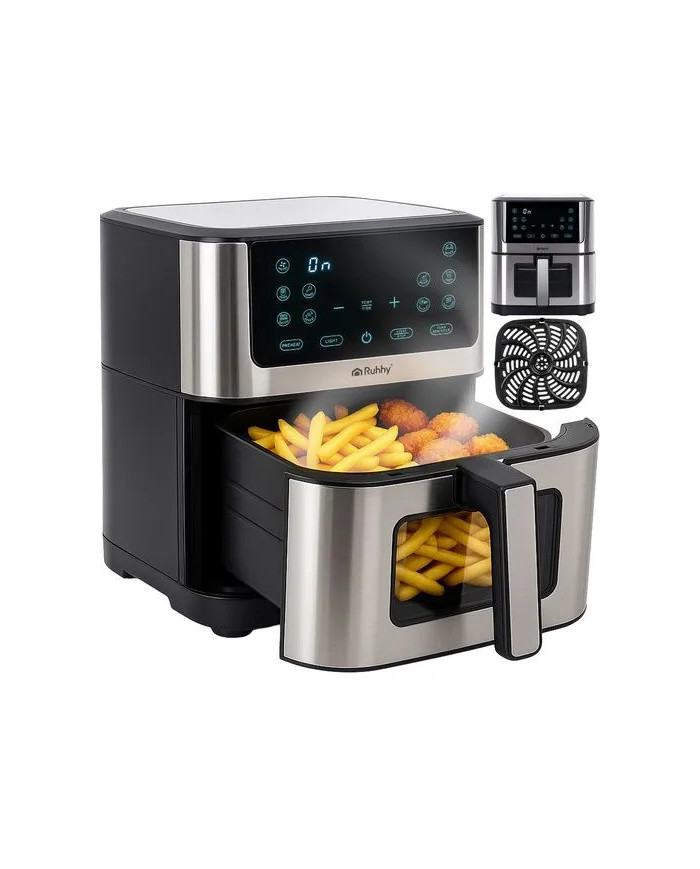Cvrtnik na vroč zrak Air Fryer Ruhhy 8L XXL — Brez maščobe, 10 samodejnih programov, LED zaslon