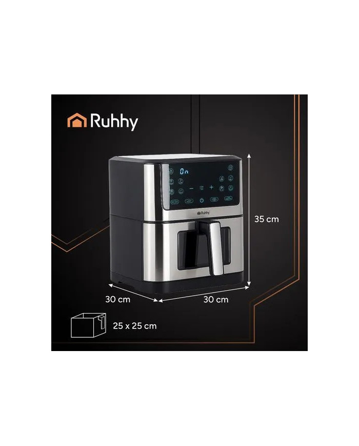 Cvrtnik na vroč zrak Air Fryer Ruhhy 8L XXL — Brez maščobe, 10 samodejnih programov, LED zaslon