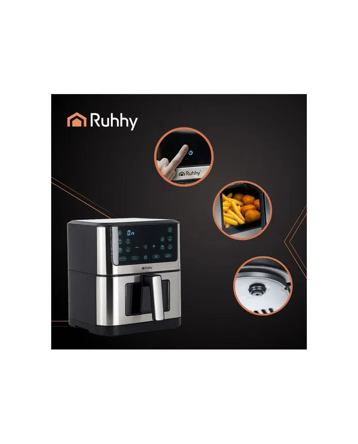 Cvrtnik na vroč zrak Air Fryer Ruhhy 8L XXL — Brez maščobe, 10 samodejnih programov, LED zaslon